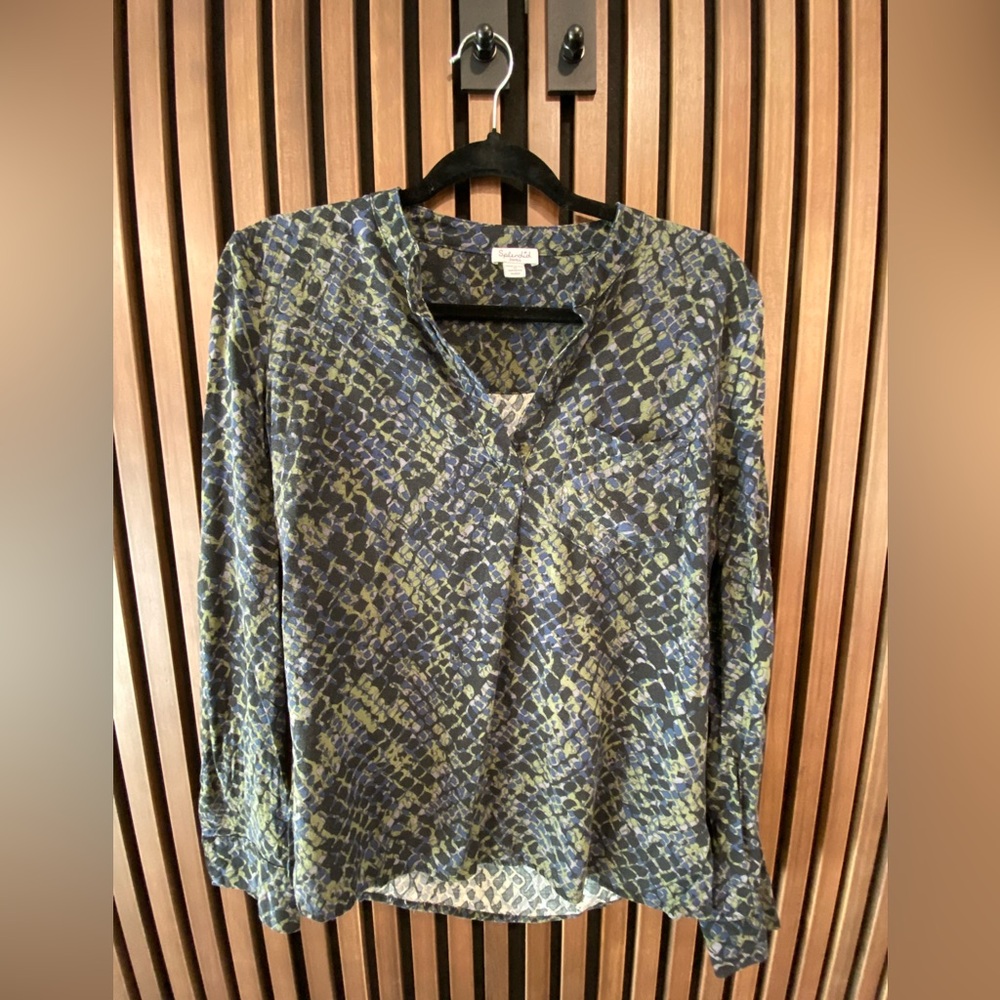 Splendid | Long Sleeve Shirt | Size S | Blue, Green Snakeskin